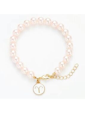 Aries 14k gold horoscope beaded adjustable chain bracelet